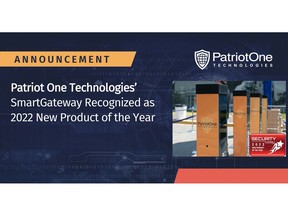 Patriot One Technologies' SmartGateway Recognized as 2022 New Product of the Year
