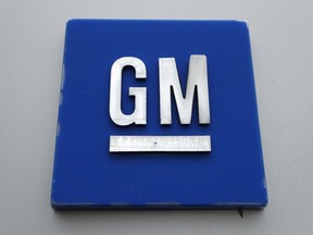 A General Motors logo is displayed outside the General Motors Detroit-Hamtramck Assembly plant on Jan. 27, 2020, in Hamtramck, Mich. General Motors Co. is investing in Quebec battery recycling company Lithion Recycling Inc.