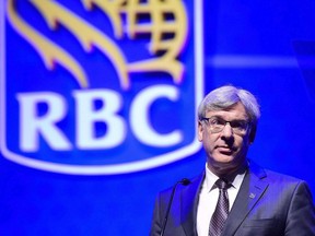 Royal Bank chief executive Dave McKay speaks at the bank's annual meeting in Toronto on April 6, 2017.