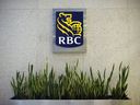 Signage is displayed inside the Royal Bank of Canada (RBC) headquarters building in Toronto.