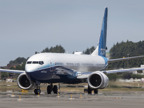 A Boeing 737 MAX 10 airliner taxis at Boeing Field after its first flight on June 18, 2021 in Seattle. The 737 MAX 10 is Boeing's newest model since regulators cleared the 737 MAX to fly again in November 2020.