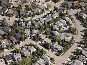 An aerial view of housing in Calgary is shown on June 22, 2013.