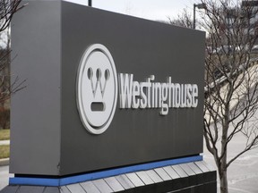 This Wednesday, March 29, 2017, file photo, shows a sign at the entrance to Westinghouse international headquarters in Cranberry, Pa. THE CANADIAN PRESS/AP/Keith Srakocic, File)