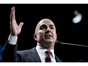 Neel Kashkari, president and chief executive officer of the Federal Reserve Bank of Minneapolis, speaks during a presentation at the National Association for Business Economics economic policy conference in Washington, D.C., U.S., on Monday, March 6, 2017. Kashkari spoke about the impact of banking regulation, and his "Minneapolis Plan" to end the too-big-to-fail problem among financial institutions.