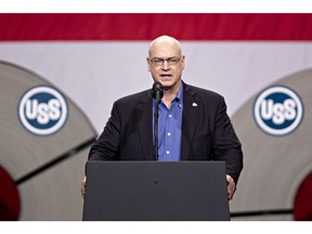 David Burritt, chief executive officer of U.S. Steel Corp., speaks ahead of an appearance by U.S. President Donald Trump speaks at the U.S. Steel Corp. Granite City Works facility in Granite City, Illinois, U.S., on Thursday, July 26, 2018. According to the AP, Trump on Thursday trumpeted the renewed success of the steel mill, pushing back against criticism that his escalating trade disputes are hurting American workers and farmers.