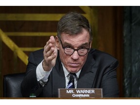 Senator Mark Warner, a Democrat from Virginia and chairman of the Senate Intelligence Committee, speaks during a hearing in Washington, D.C., U.S., on Tuesday, Feb. 23, 2021. The suspected Russian hackers who compromised software created by SolarWinds to break into American agencies and companies used a cyber weapon "so potentially powerful it could have been crippling," according to the committee's chairman.