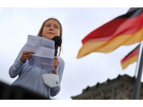Greta Thunberg speaks in Berlin, in Sept. 2021.