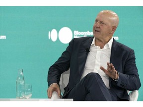 David Solomon, chief executive officer of Goldman Sachs & Co., speaks during the Bloomberg New Economy Forum in Singapore, on Wednesday, Nov. 17, 2021. The New Economy Forum is being organized by Bloomberg Media Group, a division of Bloomberg LP, the parent company of Bloomberg News.