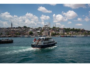 A passenger ferry in Istanbul, Turkey, on Friday, June 24, 2022. Tourism arrivals in May surged 308% year-on-year, boosting hopes that a rebound in the sector can support the weakening Lira.