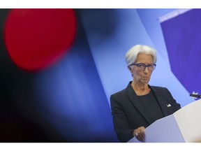 Christine Lagarde, president of the European Central Bank (ECB), during a news conference in Frankfurt, Germany, on Thursday, July 21, 2022. The ECB raised its key interest rate by 50 basis points, the first increase in 11 years and the biggest since 2000 as it confronts surging inflation even as recession risks mount.