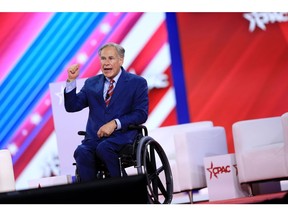 Greg Abbott, governor of Texas, speaks during the Conservative Political Action Conference (CPAC) in Dallas, Texas, US, on Thursday, Aug. 4, 2022. The Conservative Political Action Conference launched in 1974 brings together conservative organizations, elected leaders, and activists. Photographer: Dylan Hollingsworth/Bloomberg