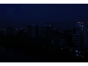 Blackout buildings during the power outage in Dhaka, Bangladesh, on Tuesday, Oct. 4, 2022. Nearly half of Bangladesh was left without electricity on Tuesday after a transmission line tripped, discomforting citizens in the humid autumn weather.