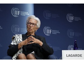 Christine Lagarde, president of the European Central Bank (ECB), speaks during the Institute of International Finance (IIF) annual membership meeting in Washington, DC, US, on Wednesday, Oct. 12, 2022. This year's conference theme is "The Search for Stability in an Era of Uncertainty, Realignment and Transformation."