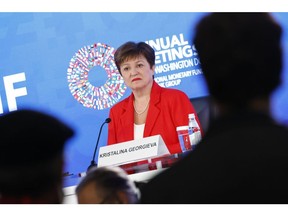 Kristalina Georgieva, managing director of the International Monetary Fund (IMF), speaks at a news conference during the annual meetings of the IMF and World Bank Group in Washington, DC, US, on Thursday, Oct. 13, 2022. The IMF this week warned of a worsening outlook for the global economy, highlighting that efforts to manage the highest inflation in decades may add to the damage from the war in Ukraine and China's slowdown.