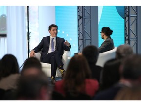 Justin Trudeau, Canada's prime minister, speaks during the Ottawa Climate Conference in Ottawa, Ontario, Canada, on Tuesday, Oct. 18, 2022. Trudeau said he wants Canada to compete with US green incentives.