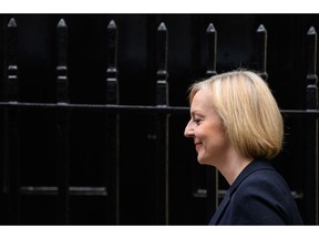 LONDON, ENGLAND - OCTOBER 19: Liz Truss makes her way to the House of Commons ahead of this weeks PMQ session, at 10 Downing Street on October 19, 2022 in London, England. Liz Truss faces her third PMQs as Prime Minister against a backdrop of discontent in the Conservative party and an all-time low personal popularity rating.