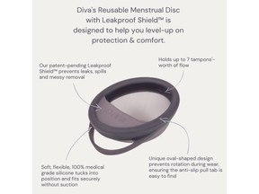 Diva's Reusable Disc with Leakproof Shield™ is the first tampon alternative to solve leaks and mess with ease and 12 hours of protection.