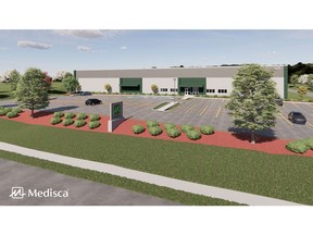 Architectural visualization of the new facility being built for Medisca in Plattsburgh, New York.