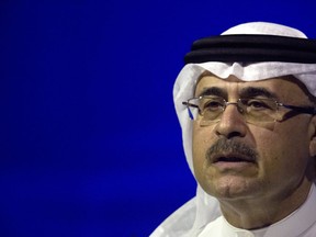 FILE - Amin Nasser, the chairman and CEO of the state-run oil giant Saudi Aramco, speaks at the World Energy Congress in Abu Dhabi, United Arab Emirates, Tuesday, Sept. 10, 2019. Saudi oil and gas company Aramco unveiled a $1.5 billion fund on Wednesday, Oct. 26, 2022, for sustainable investments, part of efforts to burnish the state-owned company's green credentials in an announcement ahead of the U.N. climate conference next month in Egypt.