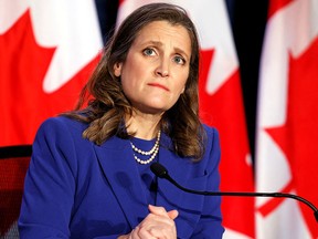 Finance Minister Chrystia Freeland will deliver an update on federal finances Nov. 3.
