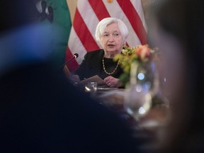 Treasury Secretary Janet Yellen speaks during a working dinner with African Finance Ministers at the Department of Treasury in Washington, Tuesday, Oct. 11, 2022.