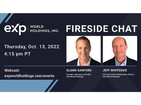 eXp Founder, Chairman and CEO Glenn Sanford and CFO Jeff Whiteside Will Host a Fireside Chat With eXp Analysts
