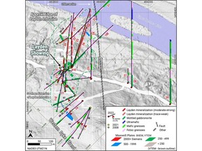 Churchill and historical drillhole plan on LIDAR survey.