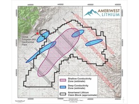 Figure 1: Ameriwest Lithium Edwards Creek Valley MT Survey