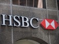 The logo for HSBC Bank Canada in Toronto's financial district.