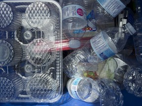 Plastics being gathered for recycling at a depot in North Vancouver.