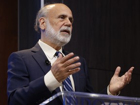 Former Federal Reserve Chair Ben Bernanke speaks during a news conference at the Brookings Institution after it was announced that he and two other economists were awarded the Nobel Prize in Economic Sciences on Oct. 10, 2022 in Washington, DC.