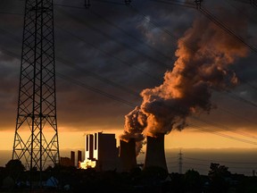 The lignite-fired power station operated by German energy giant RWE in Neurath, western Germany.