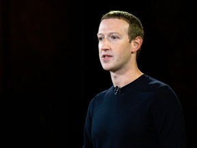 Facebook founder Mark Zuckerberg speaking at Georgetown University in Washington, DC.