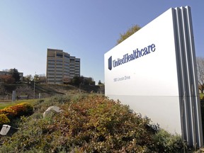 FILE - A sign stands on UnitedHealth Group Inc.'s campus in Minnetonka, Minn., on Oct. 16, 2012. UnitedHealth Group said Monday, Oct. 3, 2022, that it completed its acquisition of Change Healthcare, closing the roughly $8 billion deal a couple weeks after a judge rejected a challenge from federal regulators.