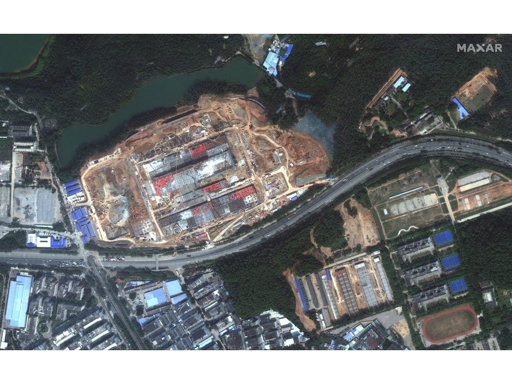 Satellite image of Pengxinwei IC Manufacturing chip plant taken in March showing construction progress.