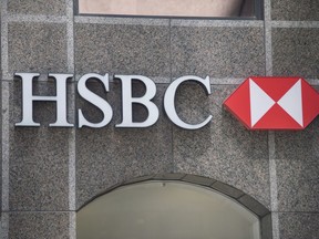 The logo for HSBC Bank Canada is seen on King Street West in Toronto on Tuesday, May 24, 2016. Royal Bank of Canada has signed deal to acquire HSBC Bank Canada for $13.5 billion in cash.