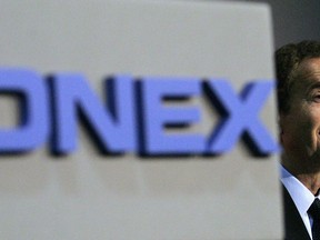 Gerry Schwartz, Chairman and President and Chief Executive Officer of Onex Corporation, addresses shareholders during their annual general meeting in Toronto, Thursday, May 8, 2008.