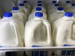 Milk is displayed at a grocery store in Philadelphia, Tuesday, July 12, 2022.
