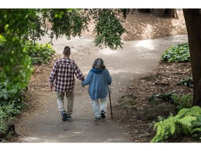 A elderly couple holds hands while walking on a path at Golden Gate Park in San Francisco, California, U.S., on Thursday, June 21, 2018. The Labor Department rule, aka the fiduciary rule conceived by the Obama administration, was meant to ensure that advisers put their clients' financial interests ahead of their own when recommending retirement investments has been killed by the Trump administration. Photographer: Bloomberg/Bloomberg