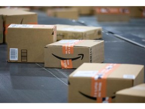 Packages at an Amazon fulfillment center on Cyber Monday last year. Photographer: Michael Nagle/Bloomberg