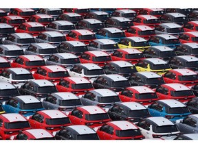 Toyota Motor Corp. vehicles for export at the dockyard in the IPC Car Terminal at Tanjung Priok Port in Jakarta, Indonesia, on Friday, Dec. 10, 2021. Indonesia is scheduled to announce trade figures on Dec. 15. Photographer: Dimas Ardian/Bloomberg