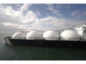 The liquefied natural gas (LNG) tanker Sohshu Maru berth at Jera Co.'s Futtsu Thermal Power Station, unseen, in Futtsu, Chiba Prefecture, Japan, on Friday, Dec. 17, 2021. North Asia spot LNG prices hovered near $40/mmbtu, with buyers in the region satisfied by inventory levels heading into winter, while European prices traded at a premium to Asian values for a third day. Photographer: Kiyoshi Ota/Bloomberg