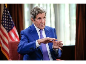 John Kerry, US special presidential envoy for climate, speaks during a Bloomberg Television interview in Hanoi, Vietnam, on Monday, Sept. 5, 2022. Kerry is "hopeful" that climate talks with China will resume after discussions stalled following House Speaker Nancy Pelosi's visit to Taiwan last month.