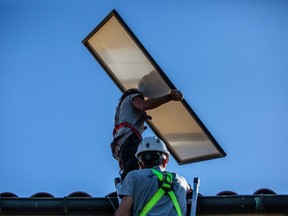 Residential solar panel installation.