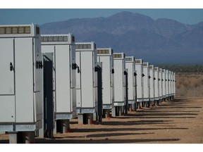 The Crimson Battery Energy Storage Project in Blythe, California, US, on Tuesday, Oct. 18, 2022. Axium Infrastructure and Canadian Solar's subsidiaries of Recurrent Energy and CSI Energy Storage announced the two have installed and activated what they are calling the world's largest single-phase energy storage facility. Photographer: Bing Guan/Bloomberg
