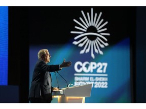 Al Gore, chairman of Generation Investment Management LLP, speaks during a plenary session at the COP27 climate conference at the Sharm El Sheikh International Convention Centre in Sharm El-Sheikh, Egypt, on Monday, Nov. 7, 2022. More than 100 world leaders started arriving in the Egyptian resort of Sharm el-Sheikh for the UN's annual climate change summit, attempting to maintain momentum in the battle to curb planet-warming emissions.