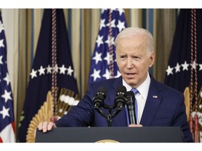 US President Joe Biden speaks during a news conference in the State Dining Room of the White House in Washington, DC, US, on Wednesday, Nov. 9, 2022. Biden is speaking following a midterm election in which Democrats fared better than expected and avoided a worst-case scenario in Tuesday night's vote as a feared Republican wave failed to materialize.