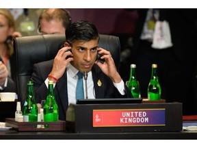 Rishi Sunak attends a working session during the G20 Summit in Bali on Nov. 15.