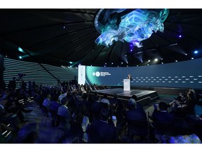 speaks during the Bloomberg New Economy Forum in Singapore, on Wednesday, Nov. 16, 2022. The New Economy Forum is being organized by Bloomberg Media Group, a division of Bloomberg LP, the parent company of Bloomberg News.