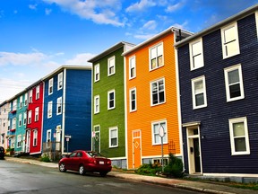 Colourful homes on a street in St. John's.